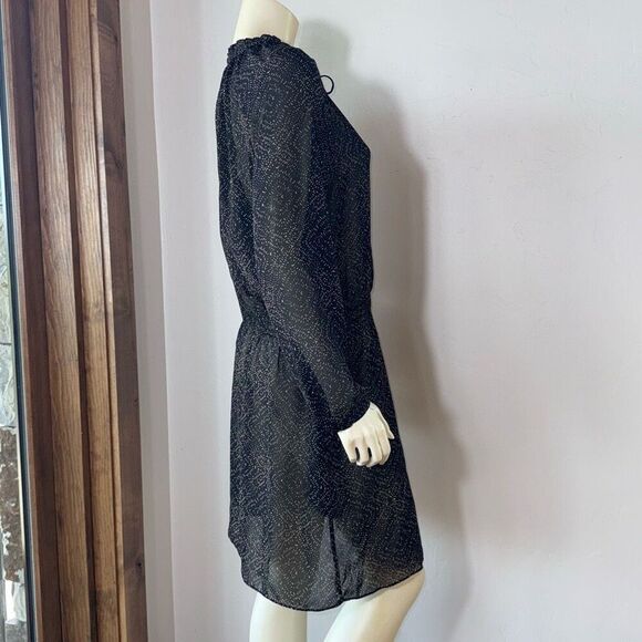 Lauren Ralph Lauren Woman's Black & Tan Semi Sheer Chiffon Pattern Dress Size 10 - Picture 9 of 14